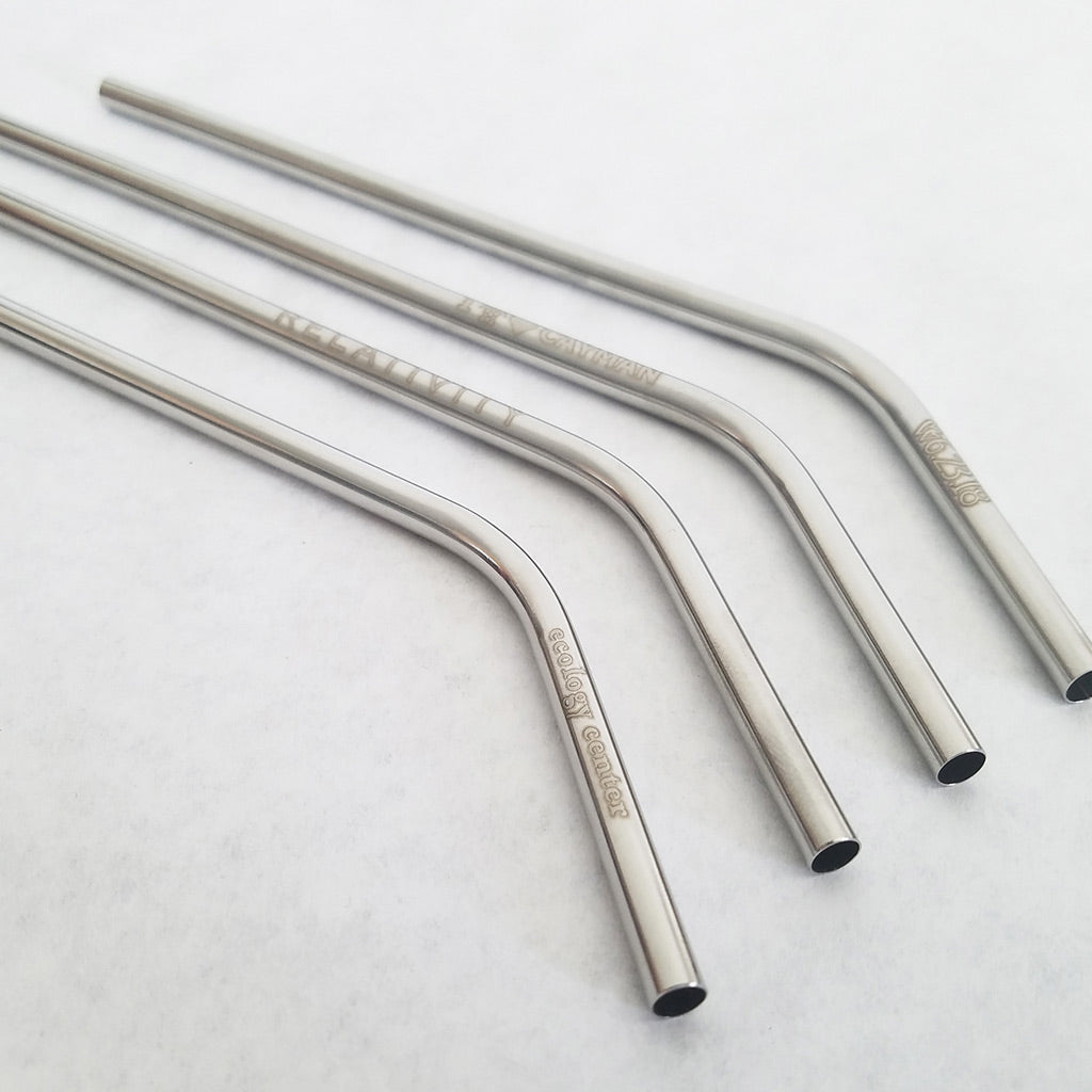 Engraved Steel Recipe Straws with Silicone Straw Charms