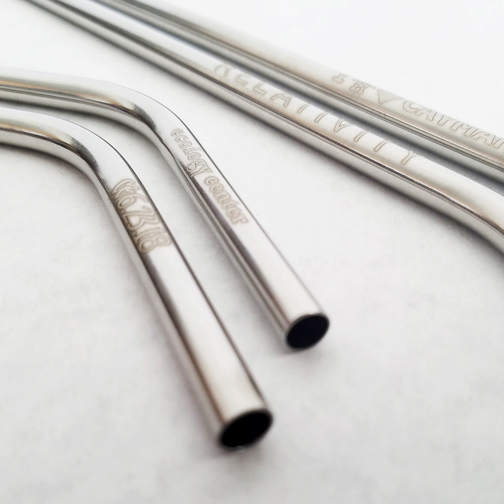 Engraved Steel Recipe Straws with Silicone Straw Charms